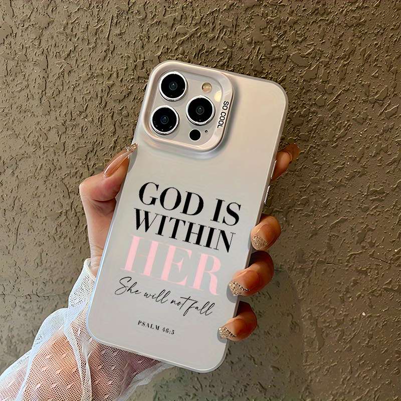 1Pc Silvery For iPhone 12 Words Psalm Christian Phone Case