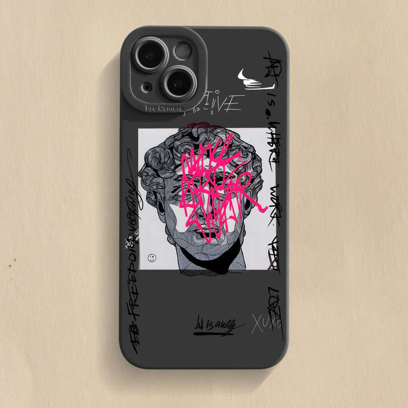 1Pc Black For iPhone 15 Pro Max David Frosted Phone Case