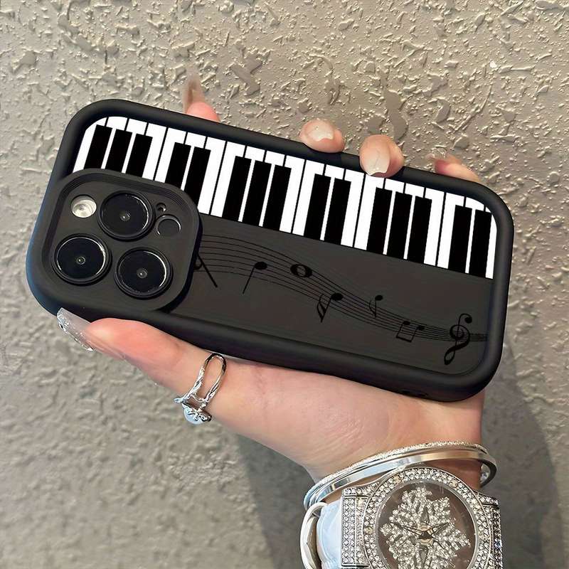 1Pc Black For iPhone 13 Mini Piano Note Phone Case