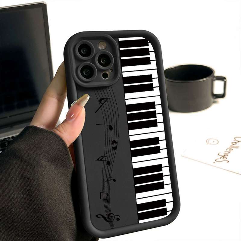 1Pc Black For iPhone 13 Mini Piano Note Phone Case