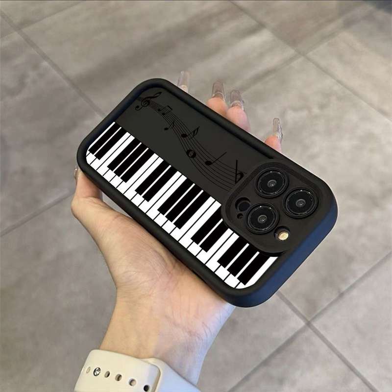 1Pc Black For iPhone 13 Mini Piano Note Phone Case