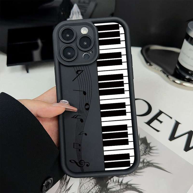 1Pc Black For iPhone 13 Mini Piano Note Phone Case