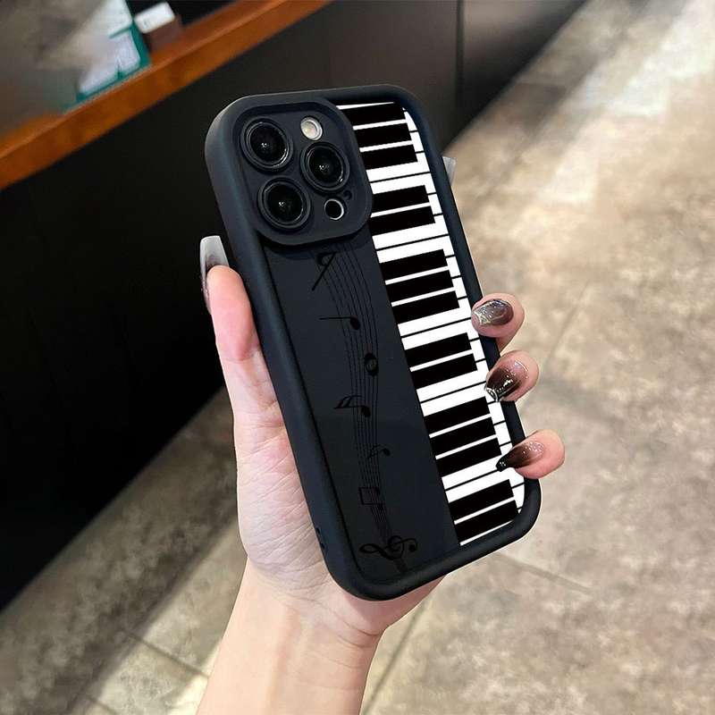 1Pc Black For iPhone 13 Mini Piano Note Phone Case