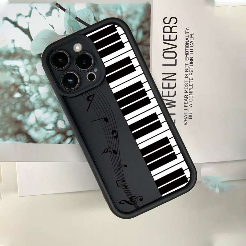 1Pc Black For iPhone 13 Mini Piano Note Phone Case