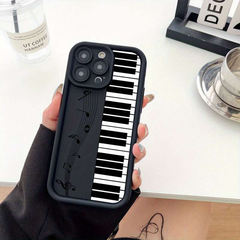 1Pc Black For iPhone 13 Mini Piano Note Phone Case