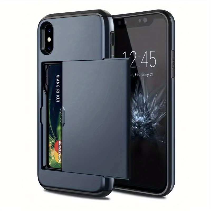 1Pc Blue For iPhone XS Max Card Slots Cover Phone Case