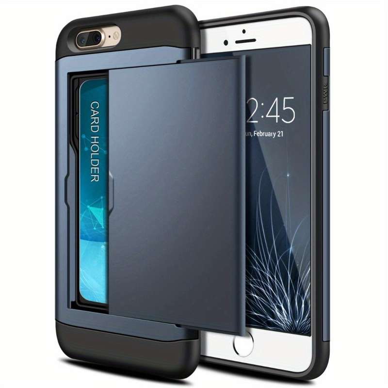 1Pc Blue For iPhone 7 Plus 8 Plus Card Slots Cover Phone Case