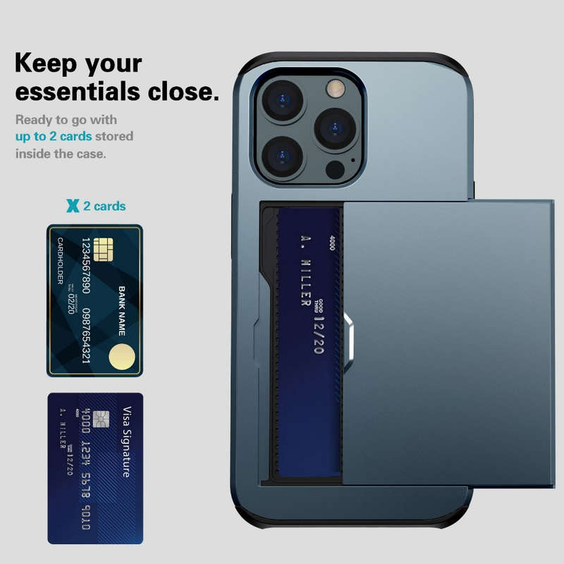 1Pc Blue For iPhone 16 Plus Card Slots Cover Phone Case