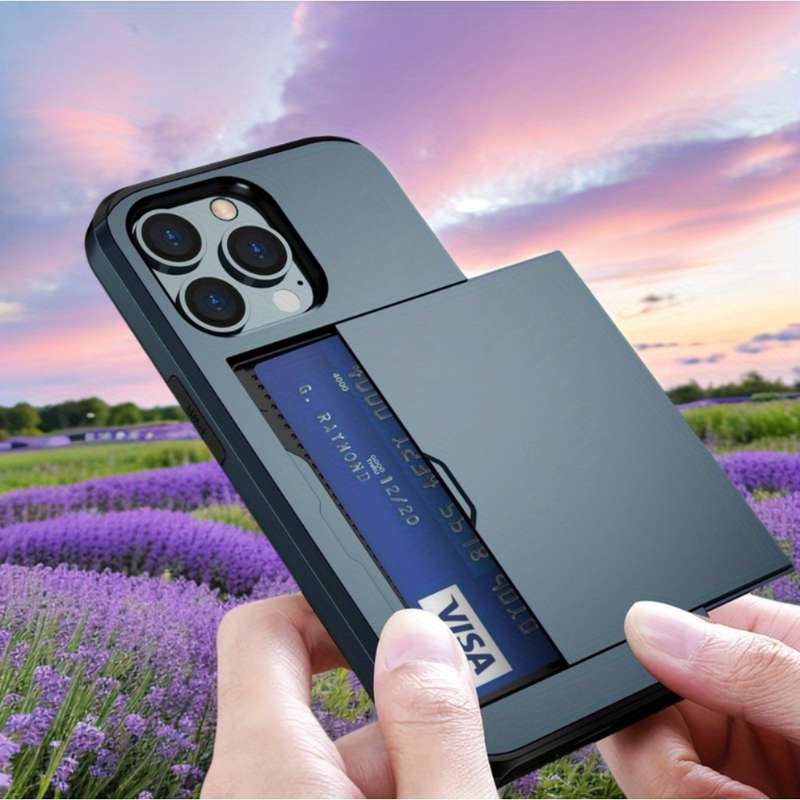 1Pc Blue For iPhone 16 Plus Card Slots Cover Phone Case