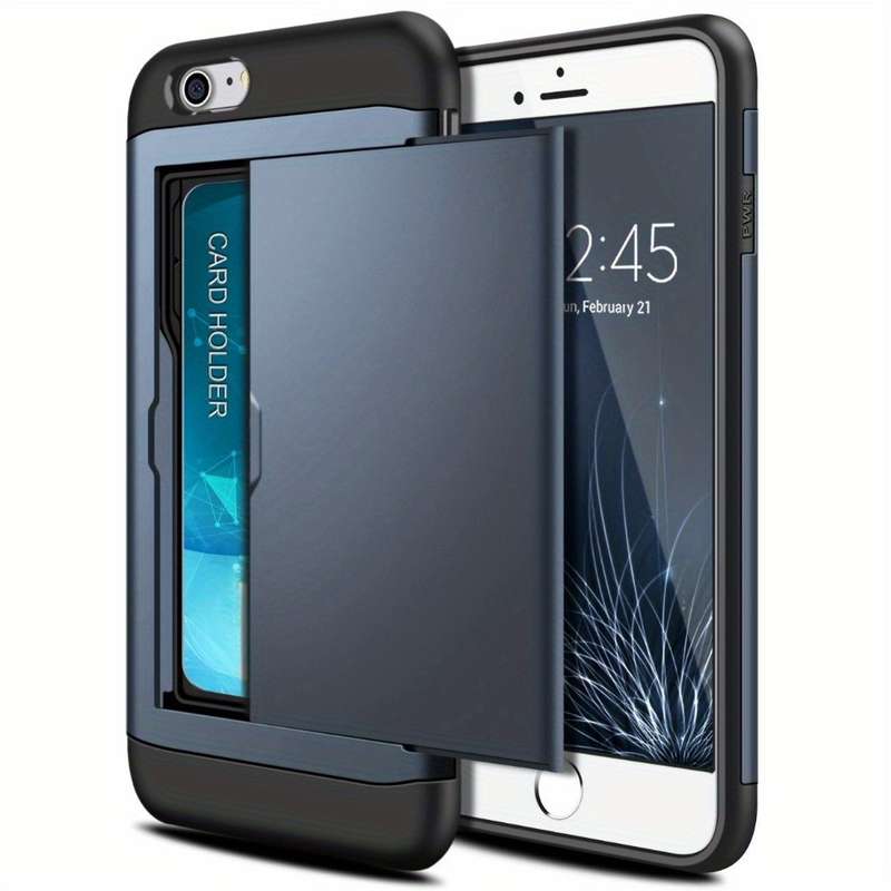 1Pc Blue For iPhone 7 8 SE2 SE3 Card Slots Cover Phone Case