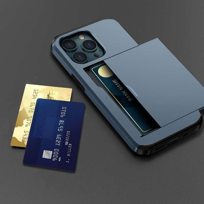 1Pc Blue For iPhone 16 Plus Card Slots Cover Phone Case