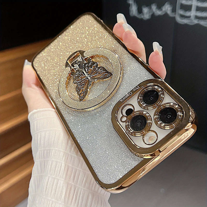 1Pc Black For iPhone 13 Girl Glitter Phone Case