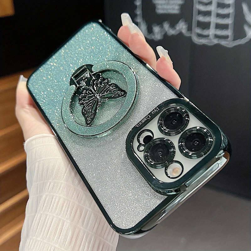1Pc Black For iPhone 13 Girl Glitter Phone Case