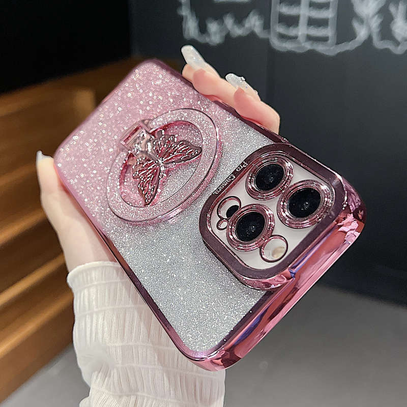 1Pc Black For iPhone 13 Girl Glitter Phone Case