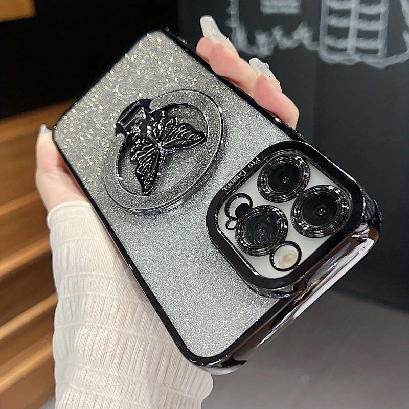 1Pc Black For iPhone 13 Girl Glitter Phone Case