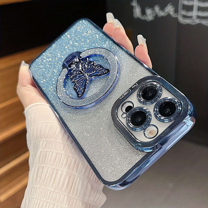 1Pc Black For iPhone 13 Girl Glitter Phone Case