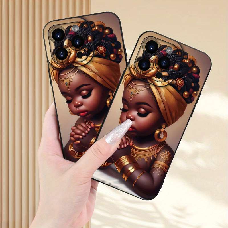 1Pc Black For iPhone 7 Plus 8 Plus African Little Girl Phone Case