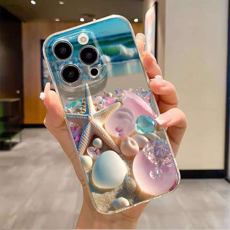 1Pc Mixed Color  For iPhone 15 Pentagram Pattern Phone Case
