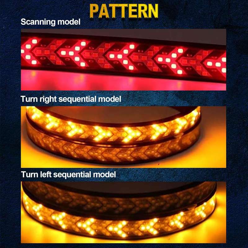 1pc 120cm LED Tailgate Light Bar Strip 12V Flexible Switchback Red Amber Yellow Seque