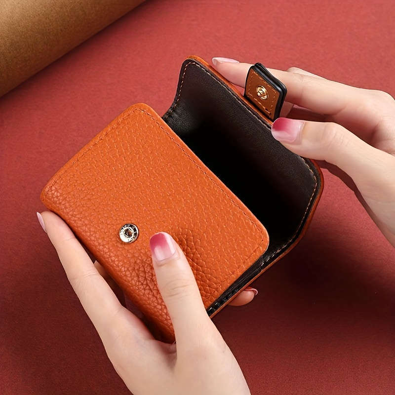 1pc Stylish Lychee Pattern Bi-Fold Wallet with Multiple Card Slots Snap Closure and Coin Pock