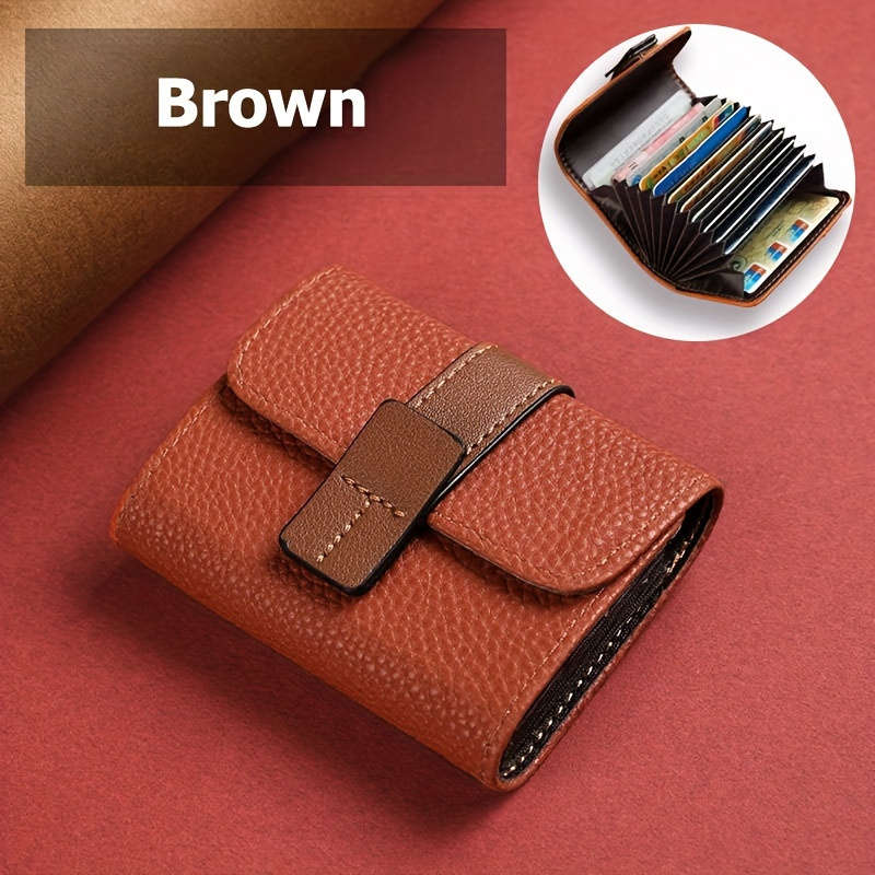 1pc Stylish Lychee Pattern Bi-Fold Wallet with Multiple Card Slots Snap Closure and Coin Pock