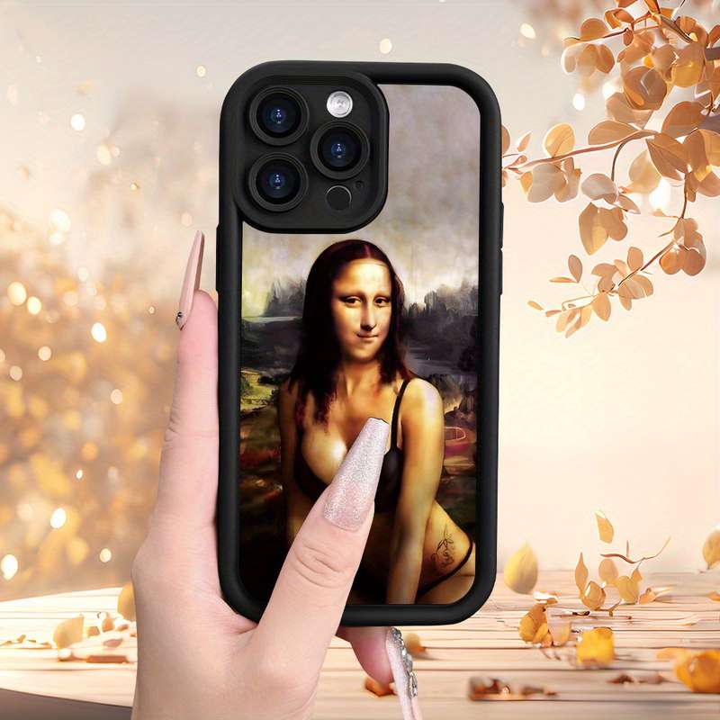 1Pc Black For iPhone 12 Mini Mona Lisa Pattern Phone Case