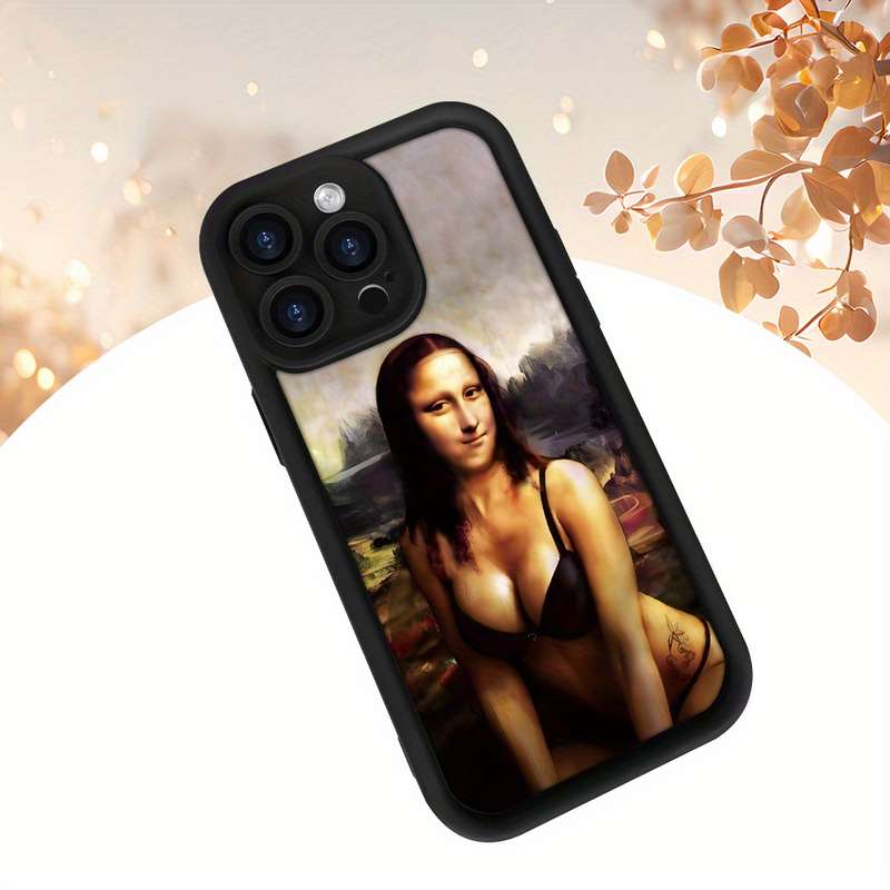 1Pc Black For iPhone 12 Mini Mona Lisa Pattern Phone Case