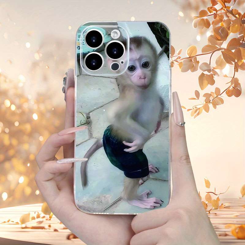 1Pc Transparent For iPhone 11 Funny Monkey Pattern Phone Case