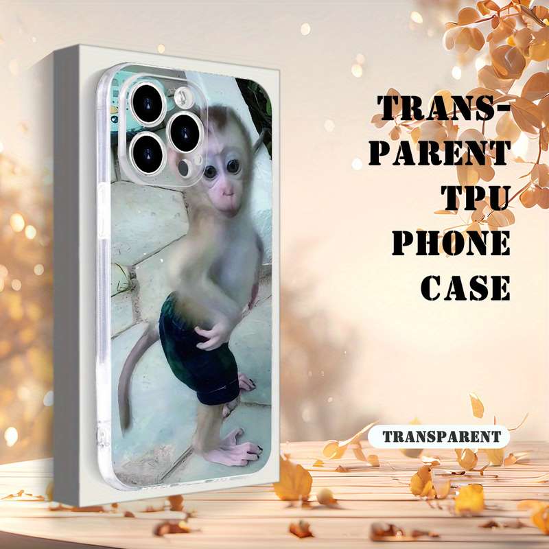 1Pc Transparent For iPhone 11 Funny Monkey Pattern Phone Case