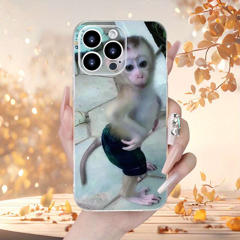 1Pc Transparent For iPhone 11 Funny Monkey Pattern Phone Case