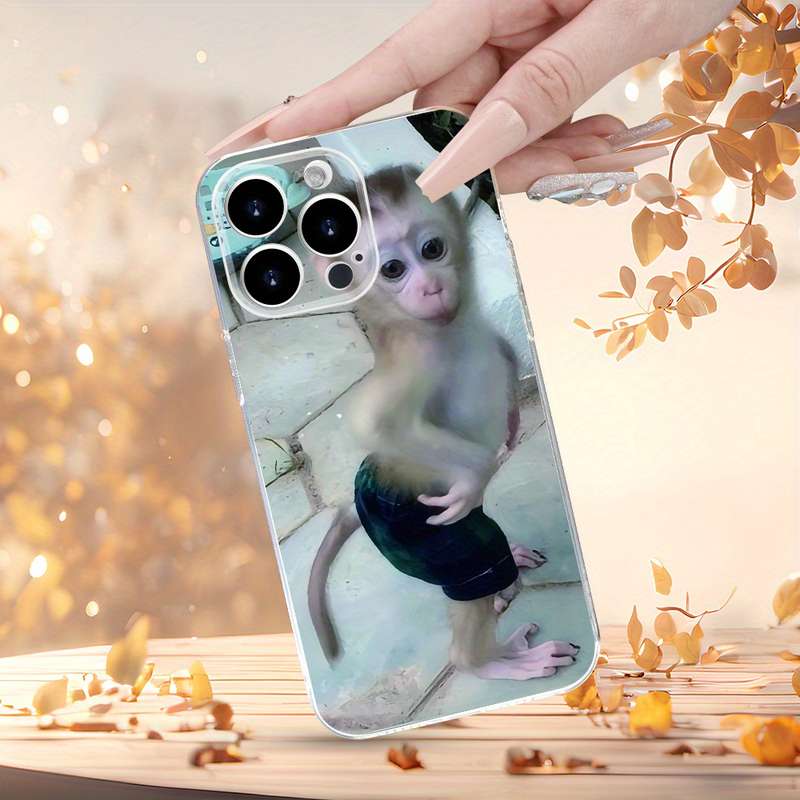 1Pc Transparent For iPhone 11 Funny Monkey Pattern Phone Case