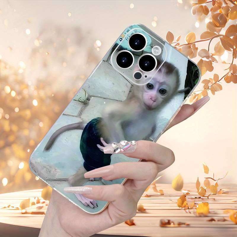 1Pc Transparent For iPhone 11 Funny Monkey Pattern Phone Case