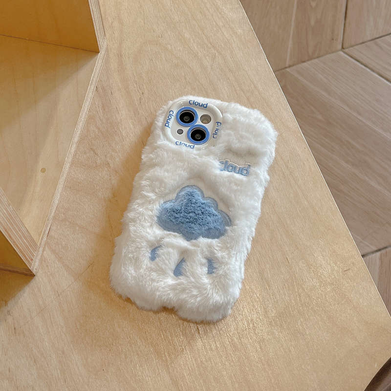 1Pc Blue For iPhone 16 Plus Cloud Droplet Pattern Phone Case