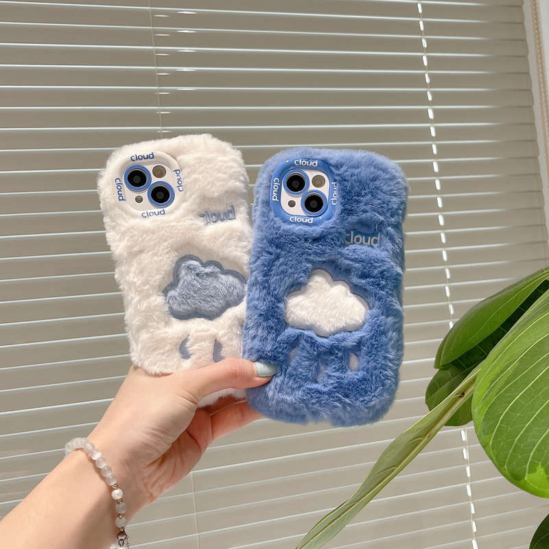 1Pc Blue For iPhone 16 Plus Cloud Droplet Pattern Phone Case