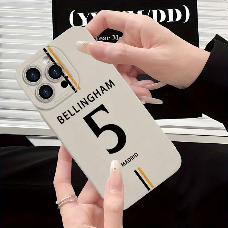 1Pc Ivory White For iPhone 16 Plus Number 5 Pattern Phone Case