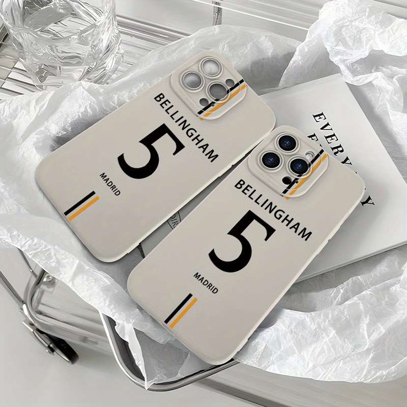 1Pc Ivory White For iPhone 16 Plus Number 5 Pattern Phone Case