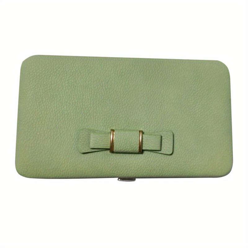 1pc Elegant Faux Leather Phone Wallet with Bow Detail Card Slots Zipper Pocket and Wrist Str