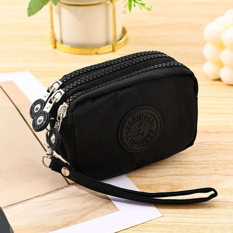 1pc 1 set of elegant retro style coin wallet -3 zipper designs larger space small coin pocket wit