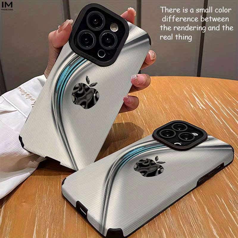 1Pc Black For iPhone 15 Pro Max Apple Logo Design Phone Case