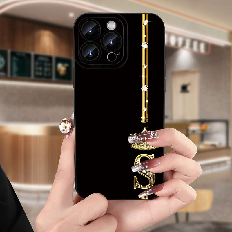 1Pc Black For iPhone 7 Plus 8 Plus Crown Diamond Letter S Phone Case