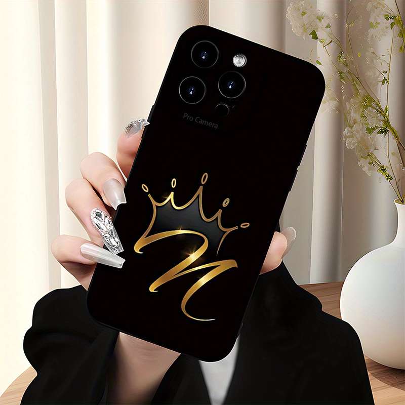 1Pc Black For iPhone X XS Golden Crown Design Phone Case