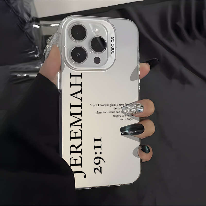 1Pc White For iPhone 12 Pro Bible Verse Christian Phone Case