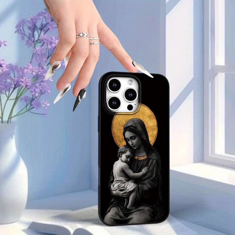 1Pc Black For iPhone XR Virgin Mary Jesus Phone Case