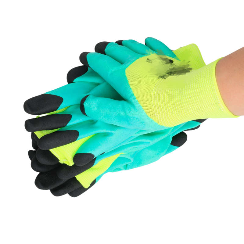 2 Pairs Black Finger Thickening Green Base Multi Purpose Work Gloves