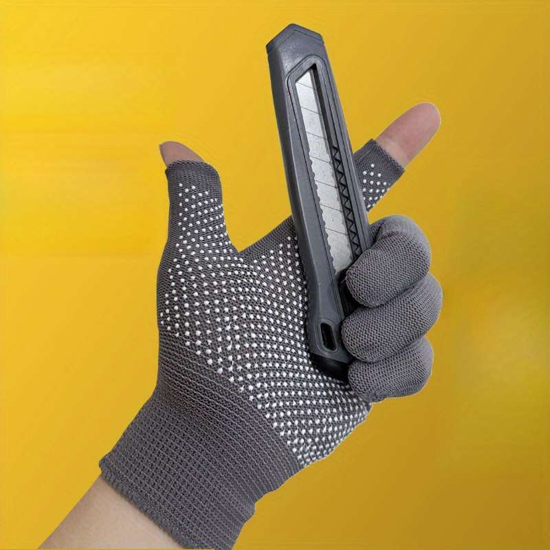 Work Gloves Color Gray Dew 5 Finger Dot Bead Nylon Gloves