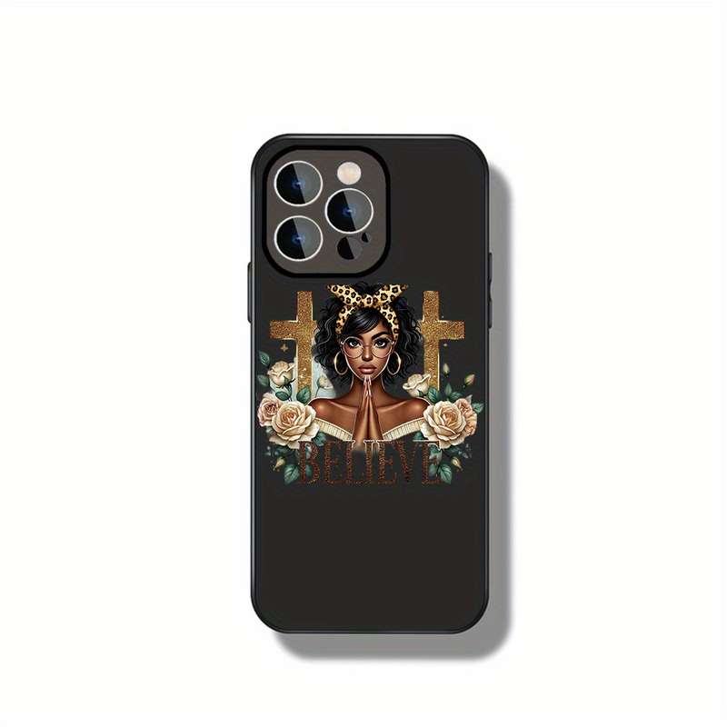 1Pc Black For iPhone 14 Pro Max Faith And Strength Amidst Phone Case