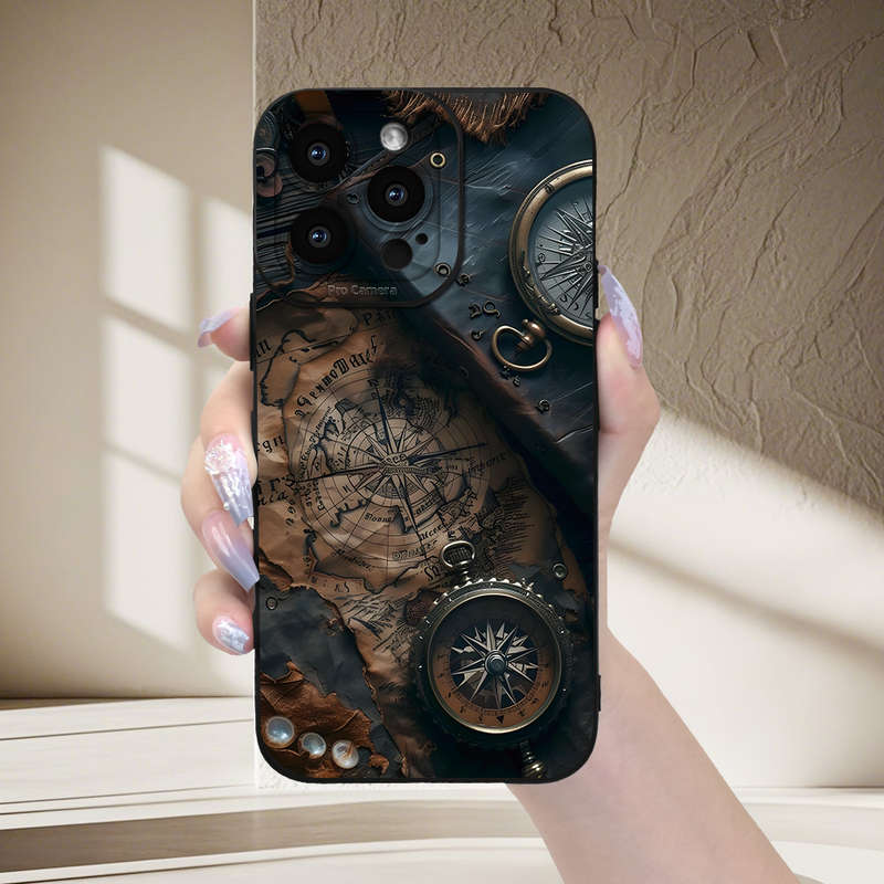 1Pc Black For iPhone XS Max Vintage Nautical Pattern Phone Case