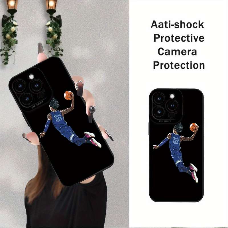 1Pc Black For iPhone 8 Plus Basketball Star Printed Phone Case