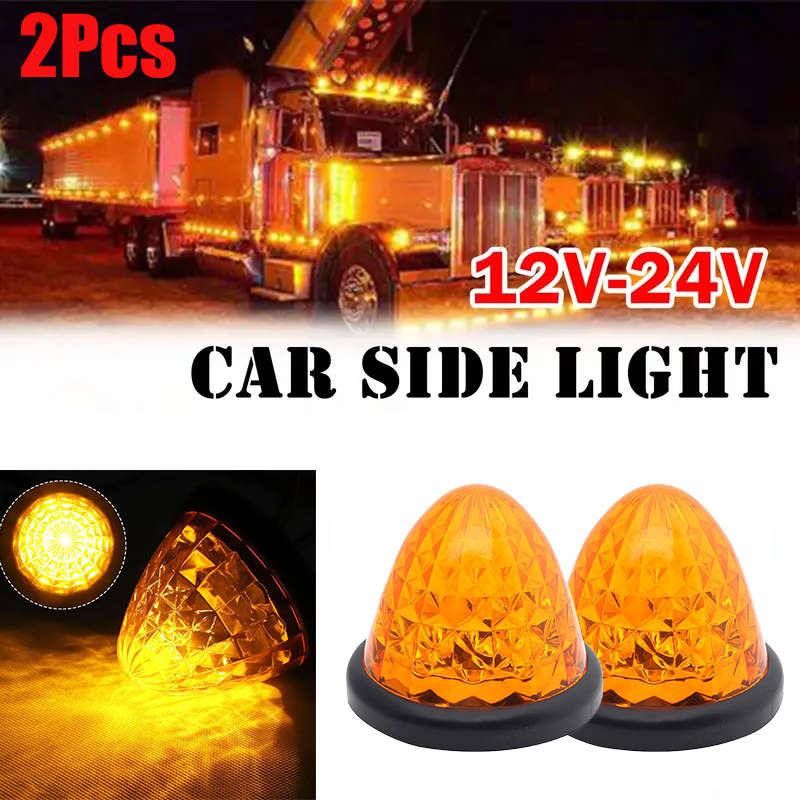 2pcs LED Car Side Dome Lights 12V-24V Universal Indicator Lighting for RV Truck Of
