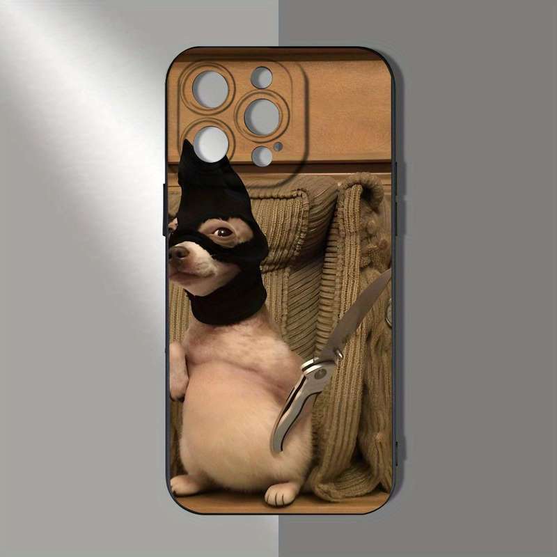 1Pc Mixed Color  For iPhone 15 Pet Puppy Head Cover Phone Case
